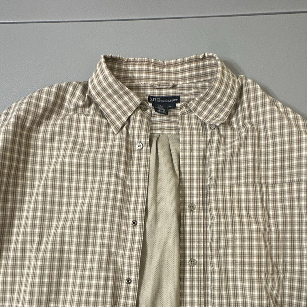 5.11 Tactical Men's 2XL Plaid Long Sleeve Shirt Beige Brown Cotton Blend